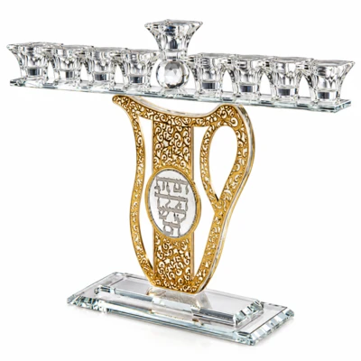 חנוכיית כד קריסטל פלקטה מוזהבת